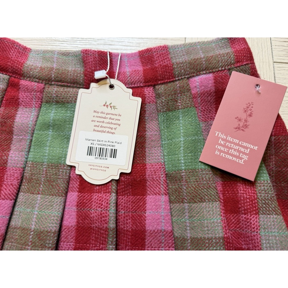 Marren Skirt Rosewood Tartan Plaid By Ivy City NWT Wool Lined‎ Mini Red Pink XS - Picture 3 of 11
